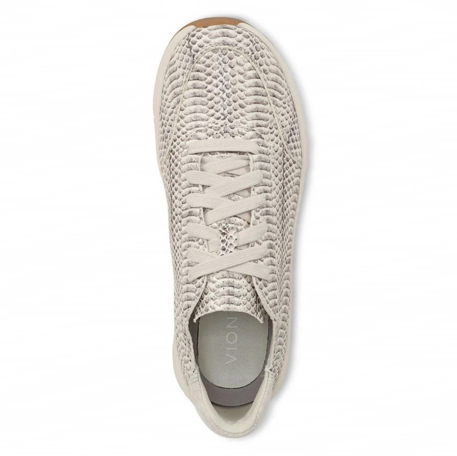 VIONIC Women Uptown Sneaker, Ivory Python Print Leather (NEW)
