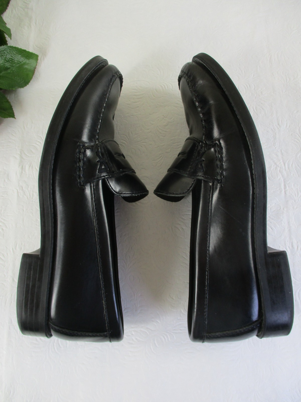 GH Bass Weejuns 7W Katherine II Penny Loafers Black Leather Shoes made Brazil