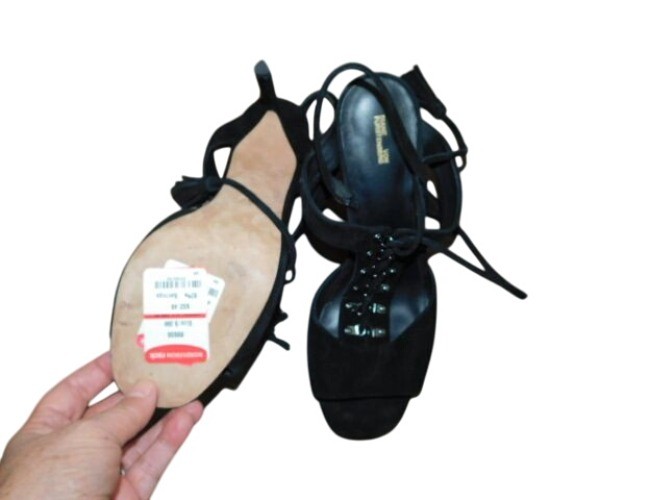 Diane Von Furstenberg Size 9.5M Black Suede Tassle Tie Designer Heels NWT