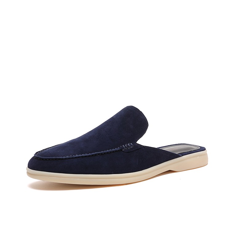 Mens Summer Suede Leather Slippers Casual Mules Comfort Retro Loafers Shoes