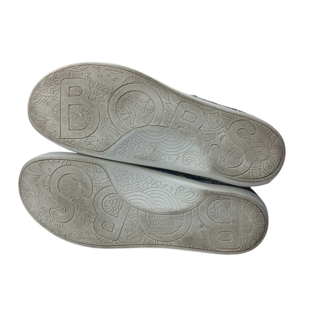 Bobs Skechers Beach Bingo Sneakers Womens 7 Taupe Multi Cat Print Slip On 113561