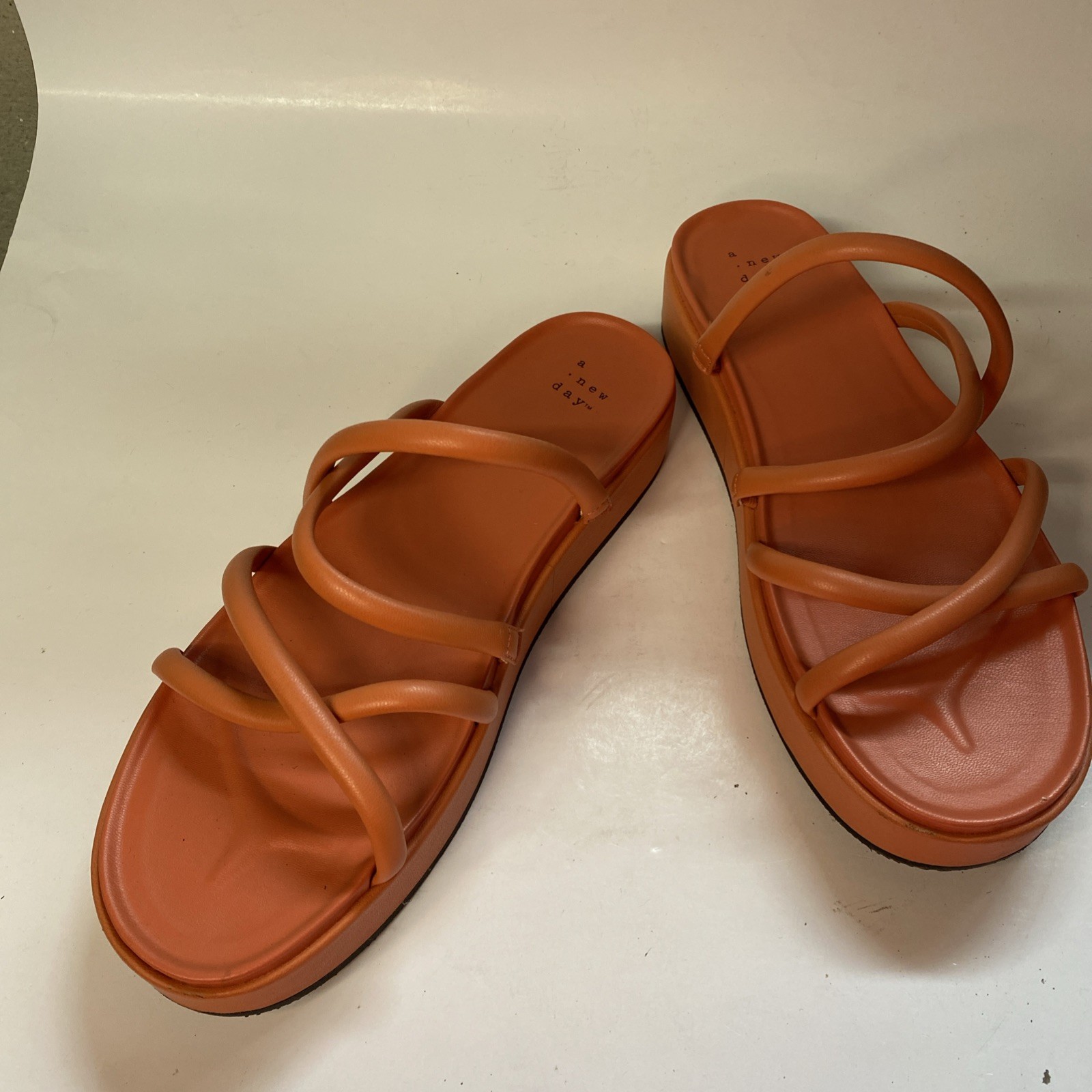 A New Day Dory Strappy Platform Sandals Apricot Orange Size 10. Excellent Cond.