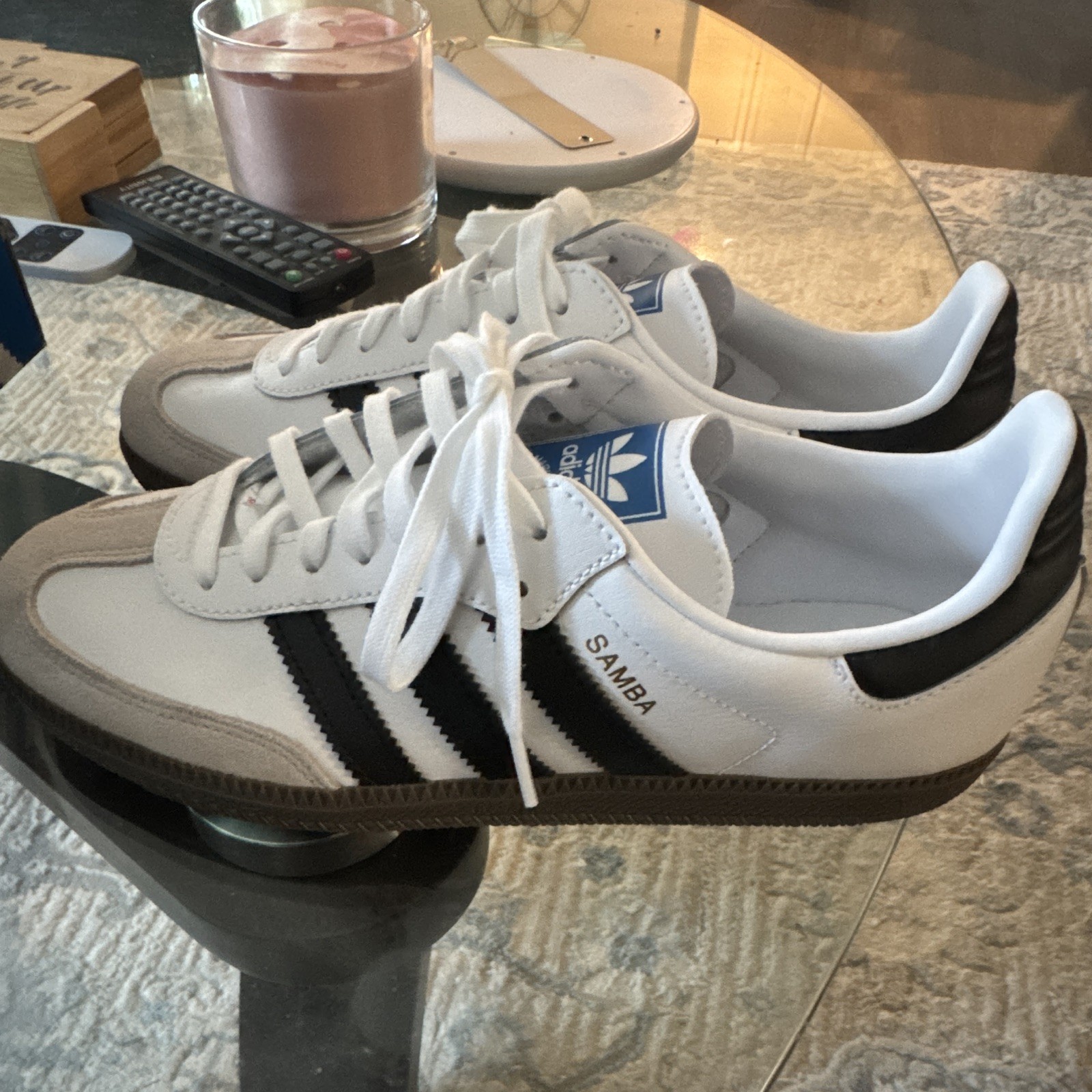 adidas Samba Women’s Low Top Leather Sneakers White/Black/Gray Rubber Sole