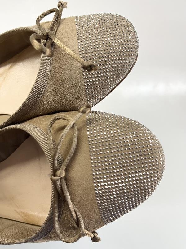 Women navy boot heels beige suede 36 #B9IL