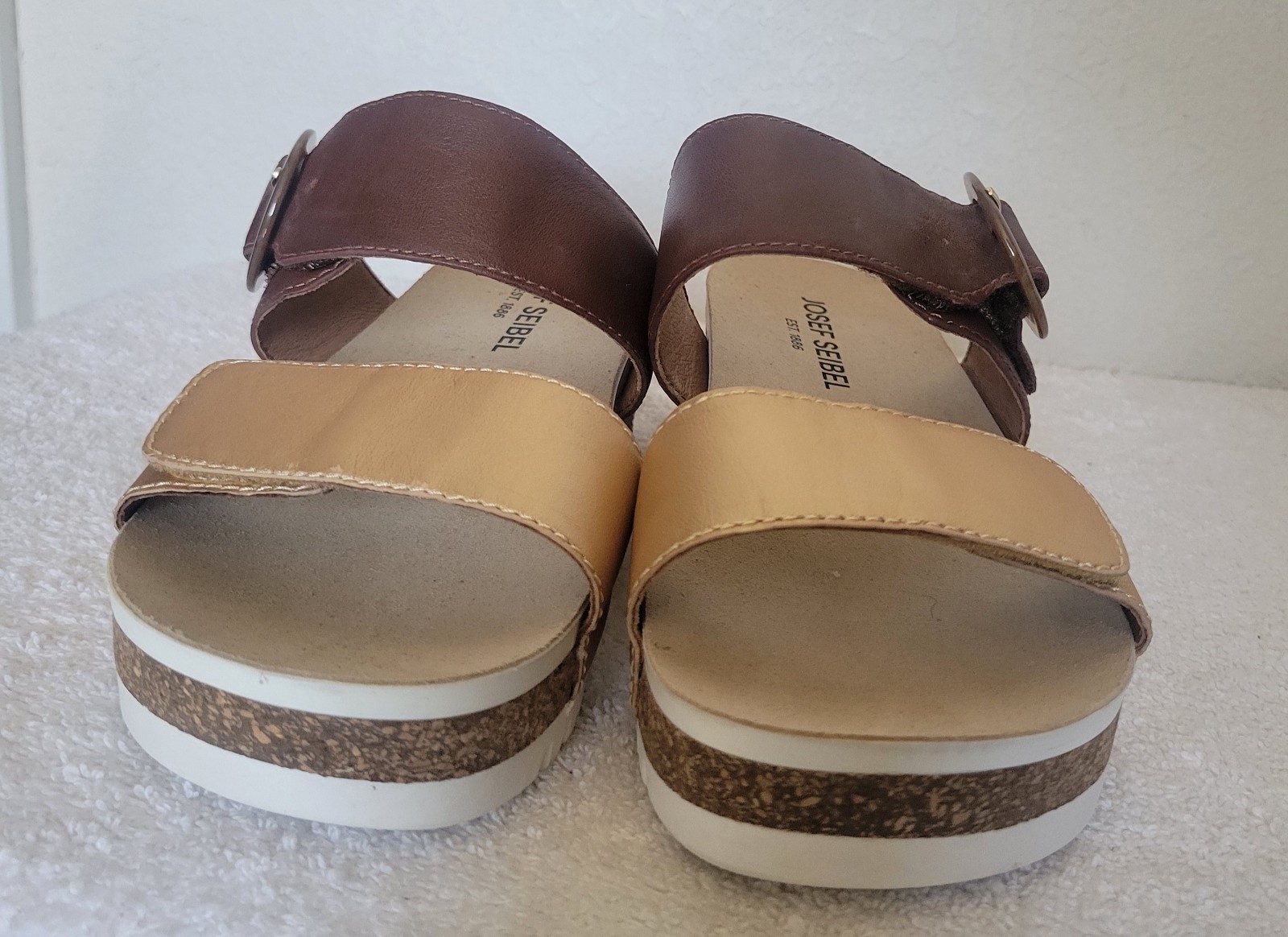 Josef Seibel Quinn 14 Sandals Women’s Gold Kombi Leather Slip-On Sz 38/ 7-7 1/2