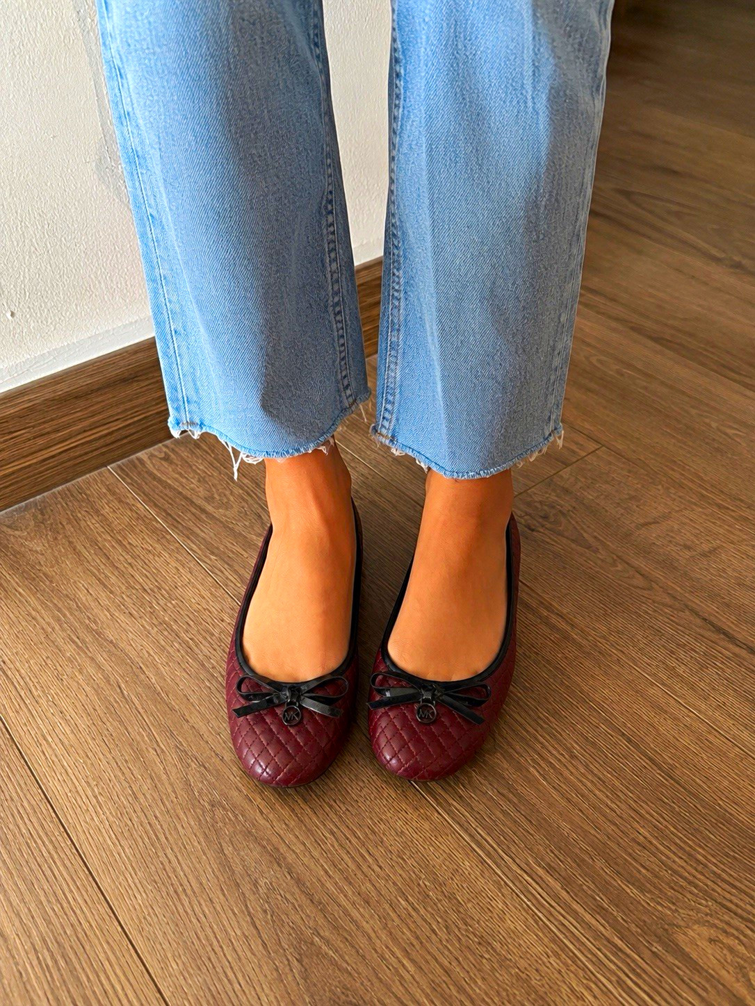 Michael Kors Burgundy Quilted Leather Bow Slip-On Ballet Flats Women’s 7