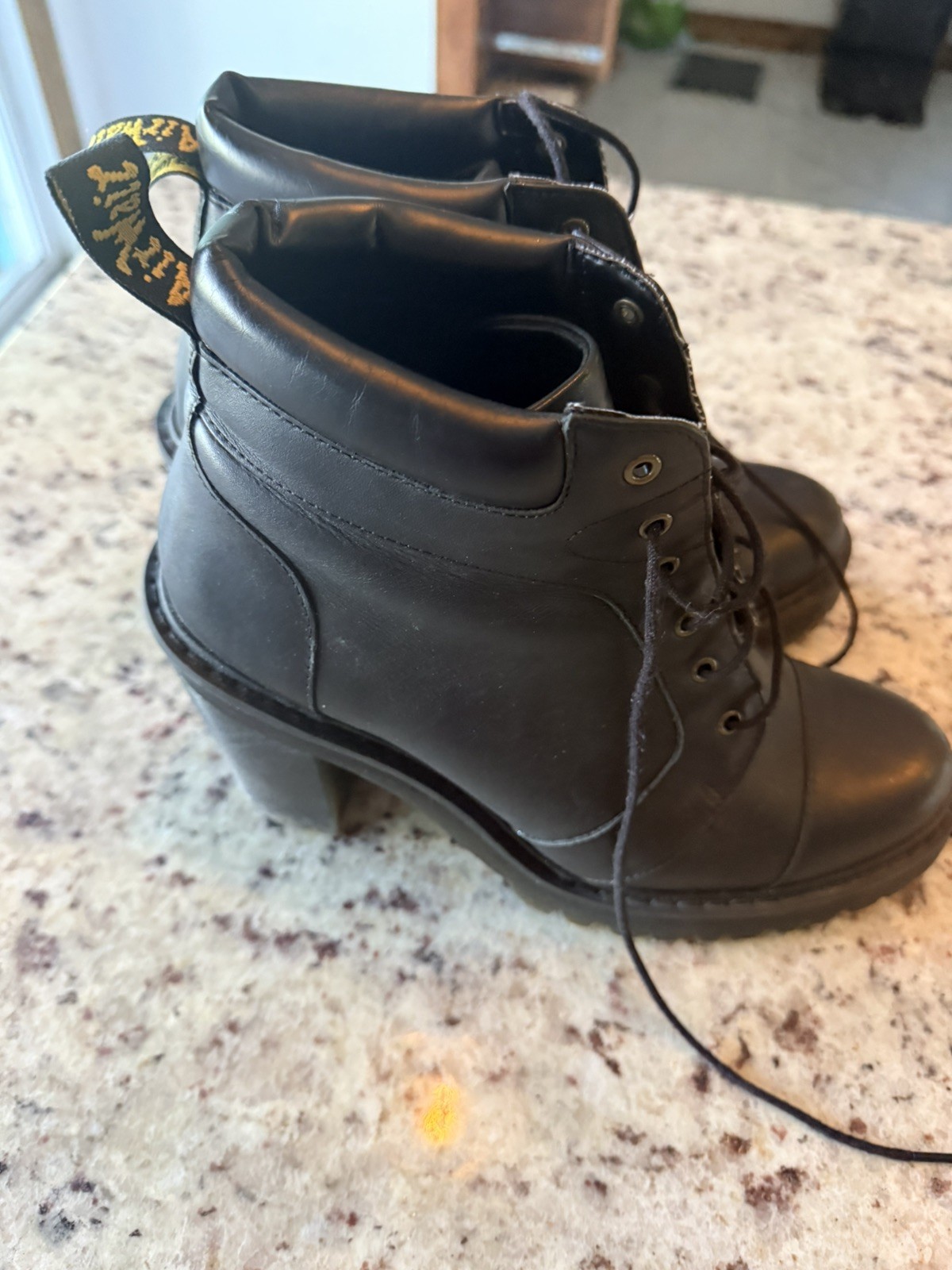 Dr. Martens Averil Boots Womens Size 10 Black Leather High Heel Casual Shoes