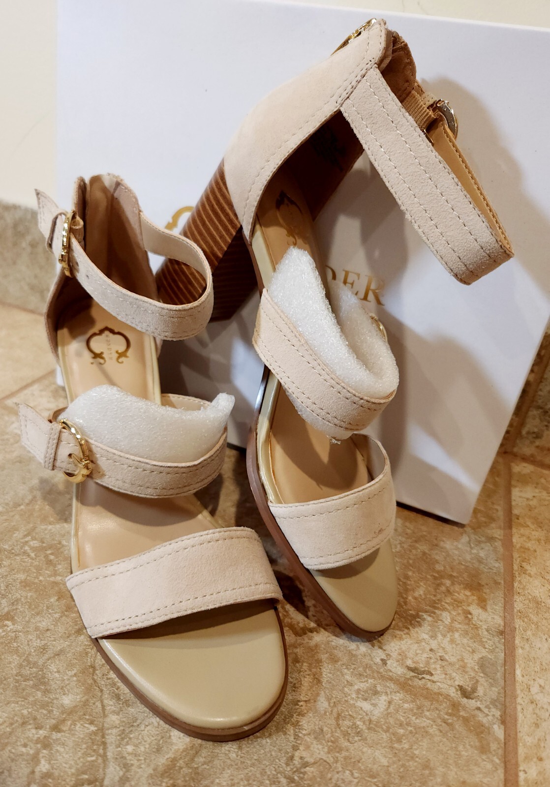 C. Wonder | Maya Women’s Beige Suede 3.5″ Heels Sandals Size 7.5 M | NEW! 💖✨️