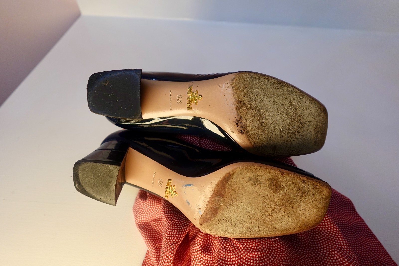 Authentic Vintage Prada Patent Leather color block Square Toe Size EU 37.5