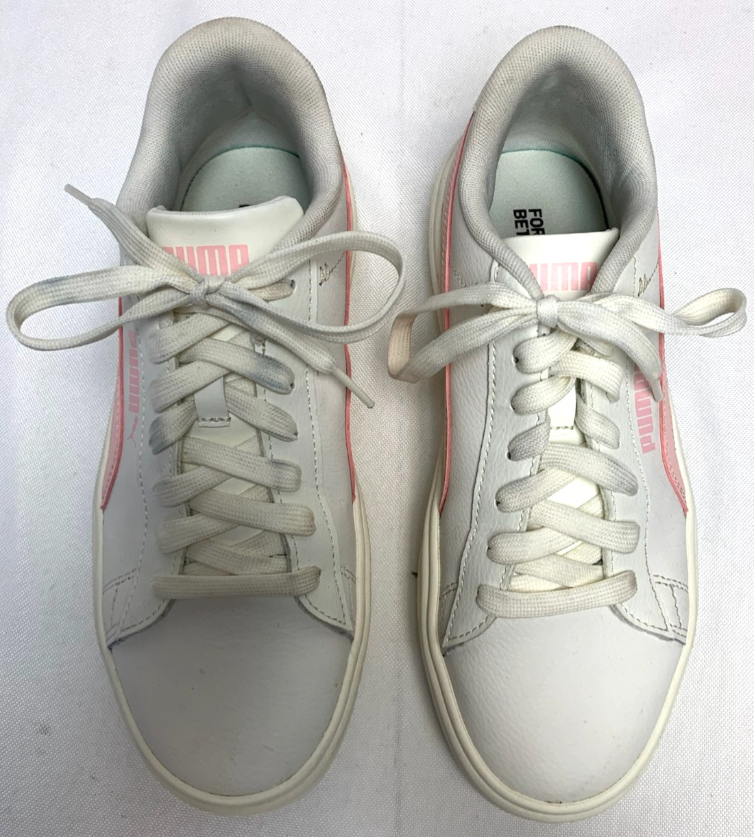 Women’s Puma Smash Platform V3 Sneakers White / Pink Tennis Sneaker Shoe Size 9