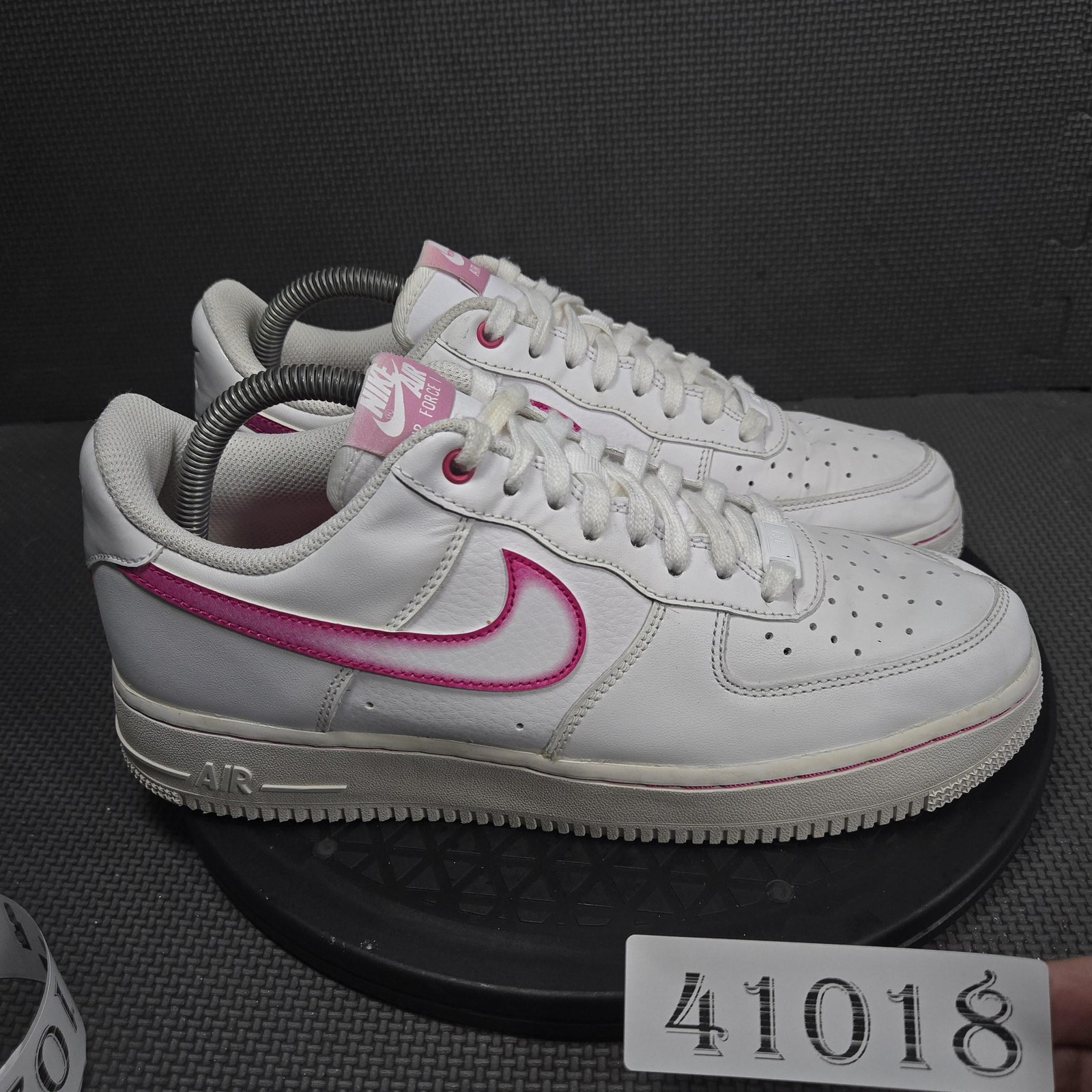 Nike Air Force 1 Shoes Womens Size 9.5 White Pink Leather Sneakers DD9833-100