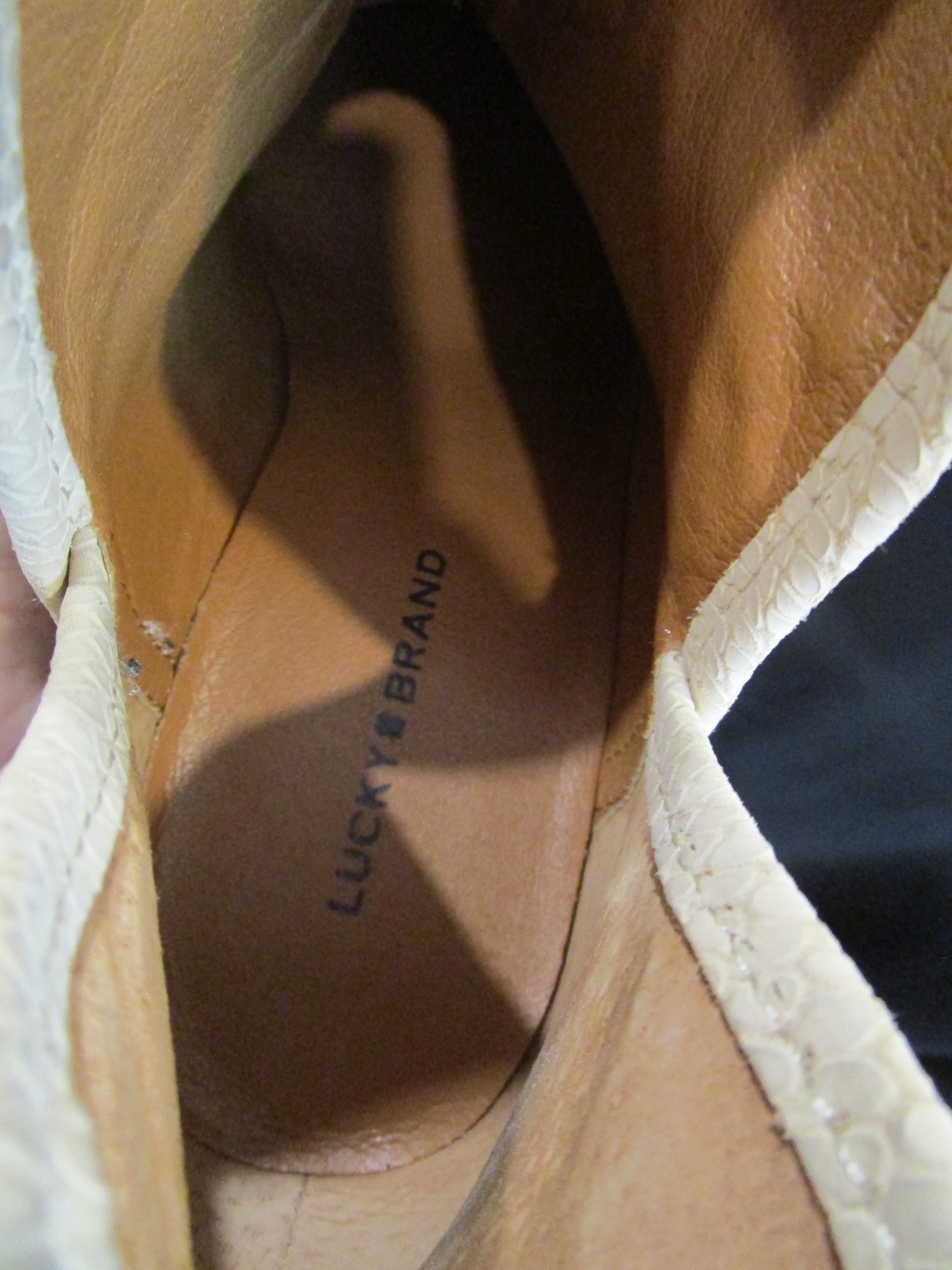 Lucky Brand Solid Beige Snake Print Leather Slip On Booties Women 8.5 M