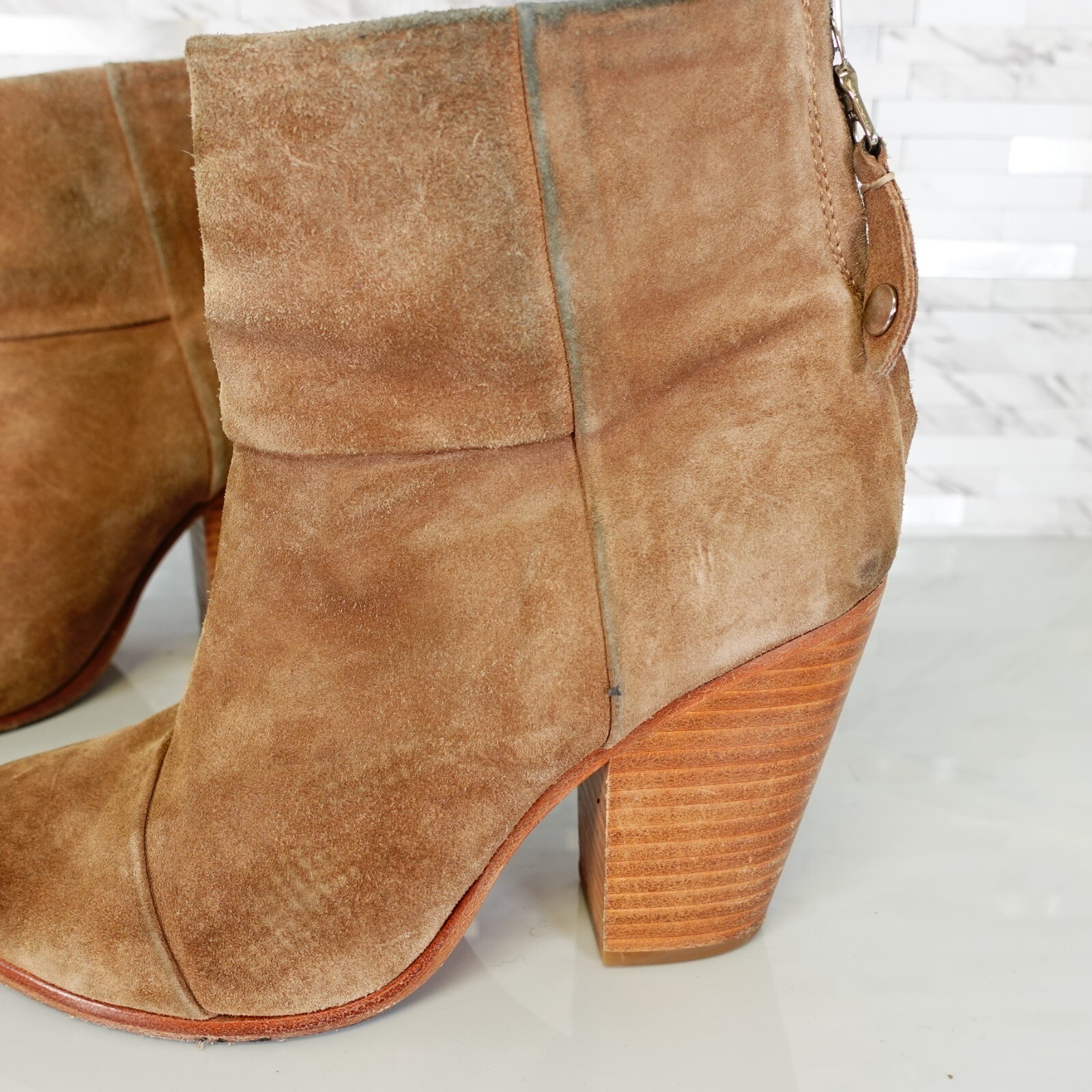 Coastal Cowgirl RAG BONE Boots Womens 6 37 Camel Tan Indie Sleaze Suede Heels