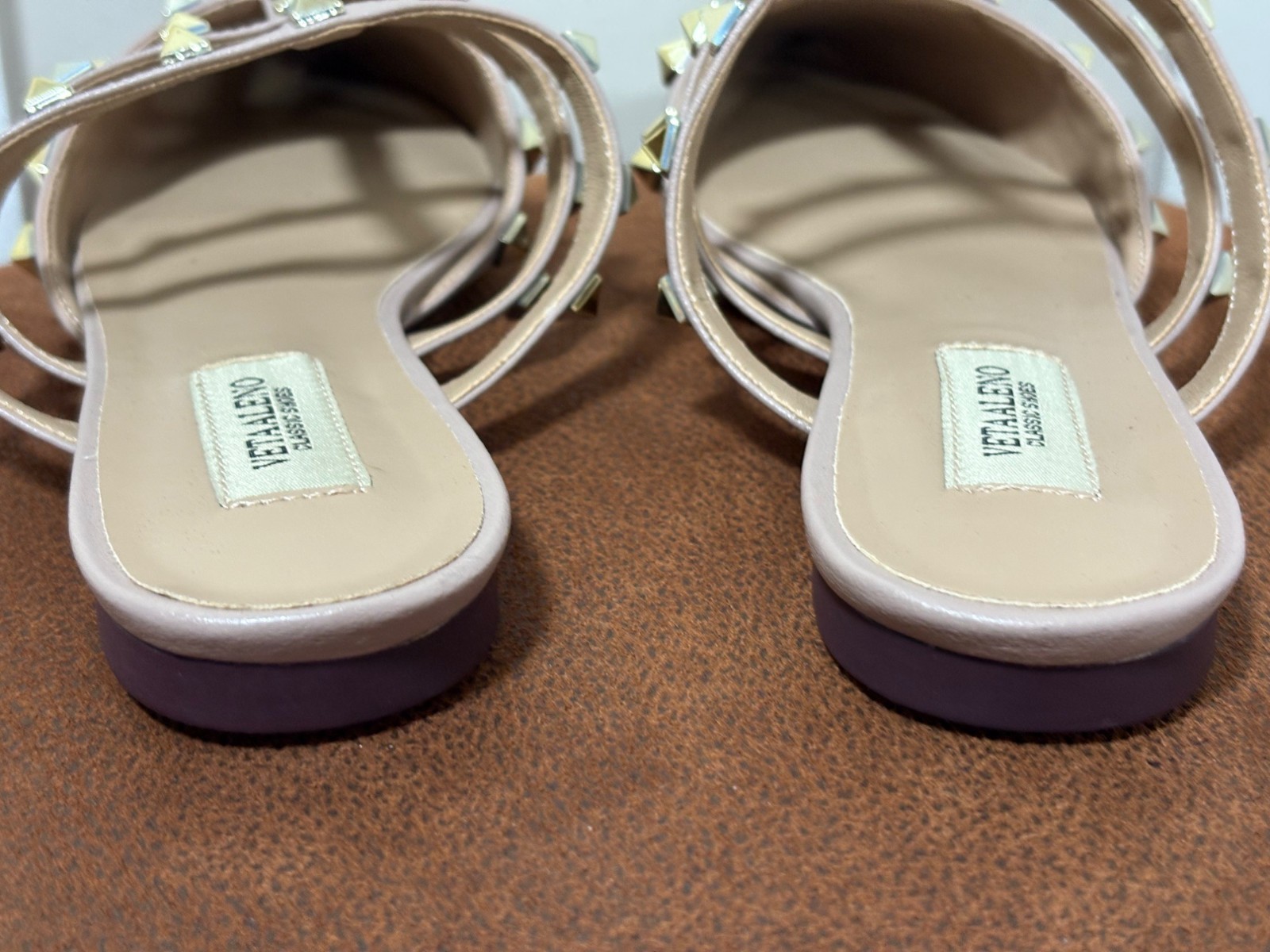 VETAALENO STUDDED PUMPS FLATS EU 38 US 7 BEIGE GOLD GLADIATOR PARTY CASUAL