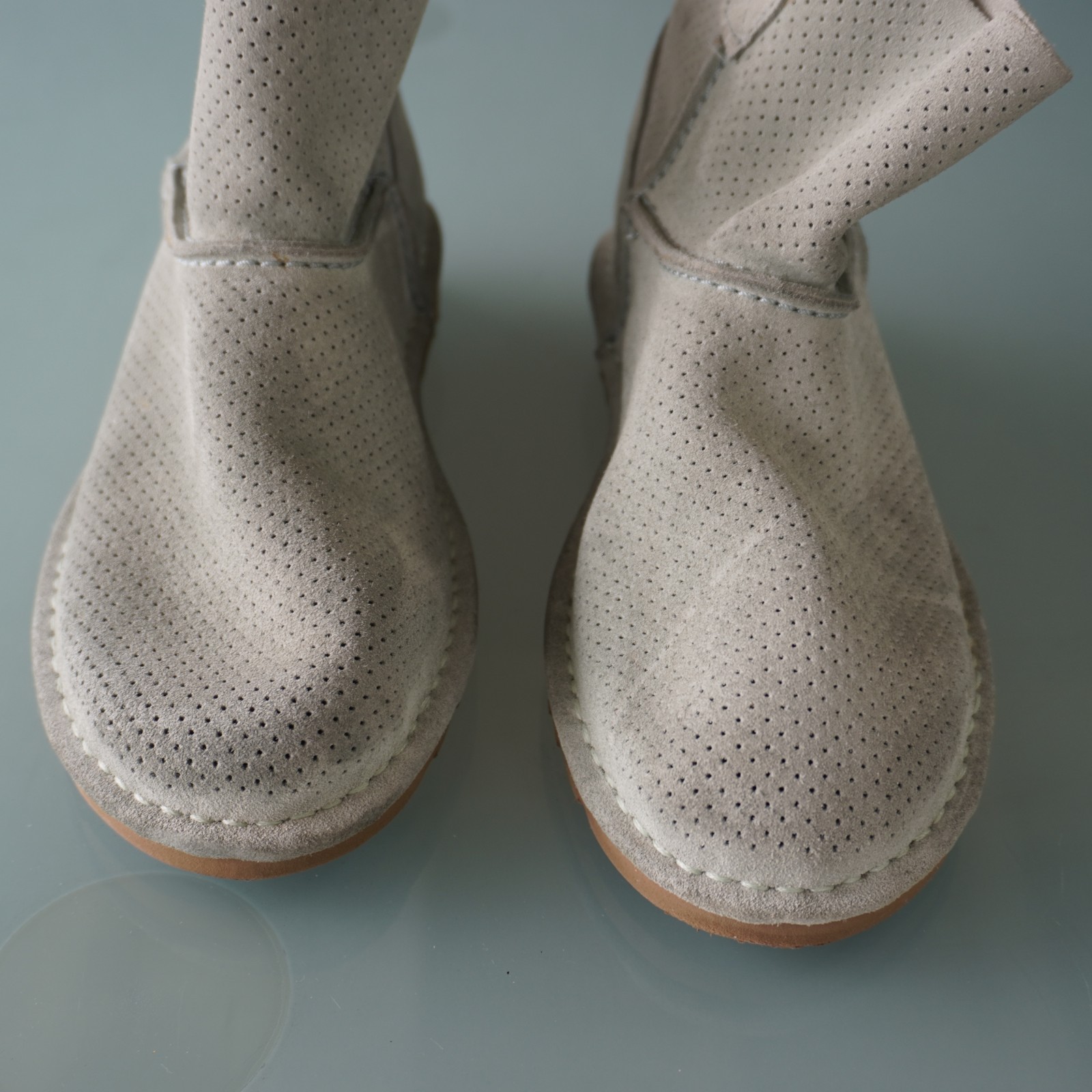 UGG Classic Unlined Mini Perf Boots SuedeGray Perforated Ankle Bootie Size 6 37