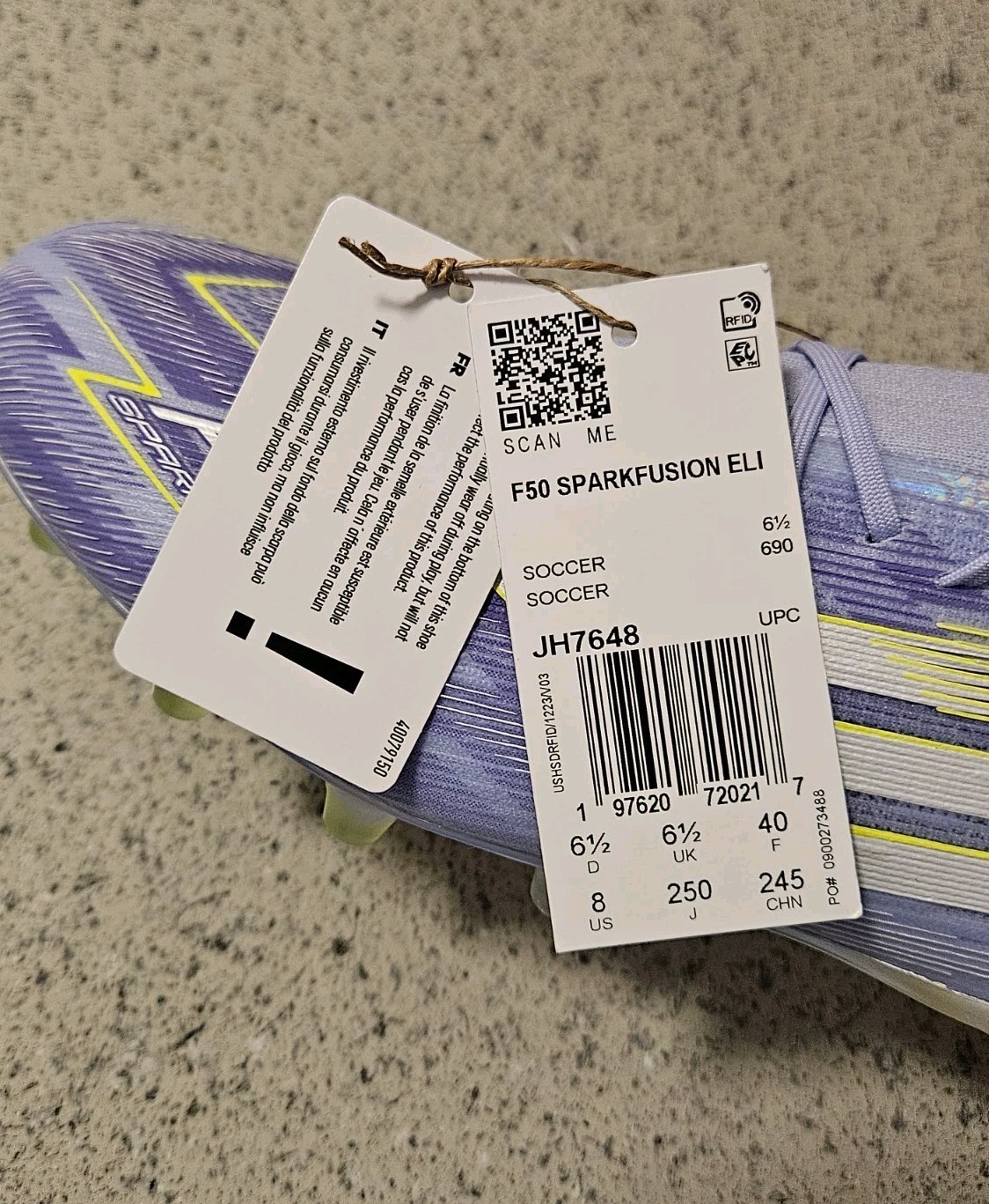 $260 Adidas F50 Sparkfusion Elite Mid FG Soccer Cleats Violet Women’s 8 / Mens 7