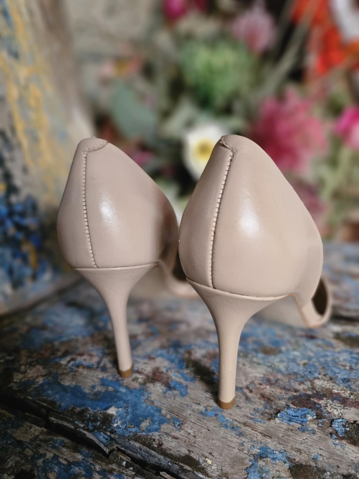 STEVE MADDEN Nude Beige Stilletto Closed Pointed Toe Heels Pumps SIZE AU 6.5 EUC