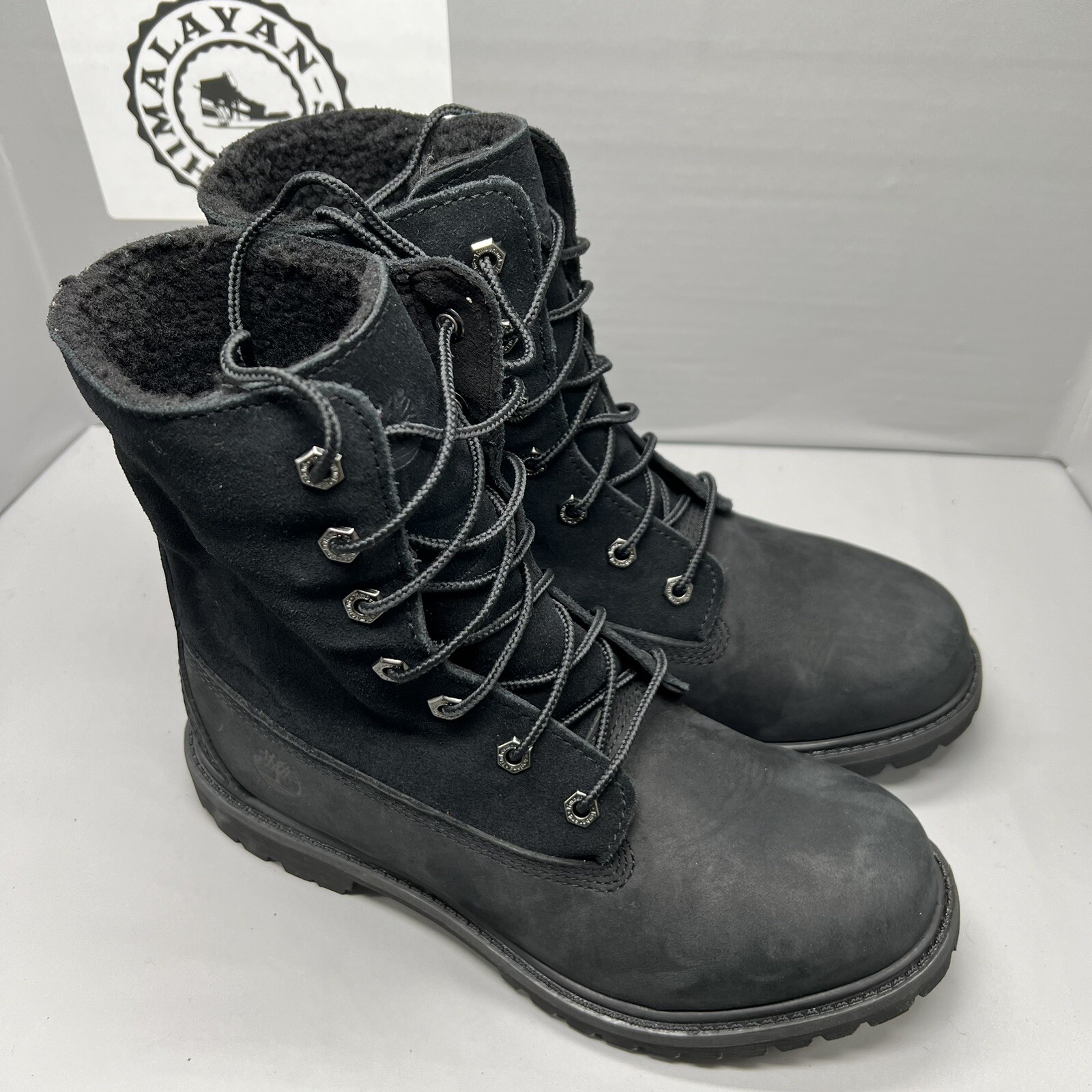 Timberland Waterproof Roll Fold-Down Teddy Fleece Black 8149A Women Size 8 NEW