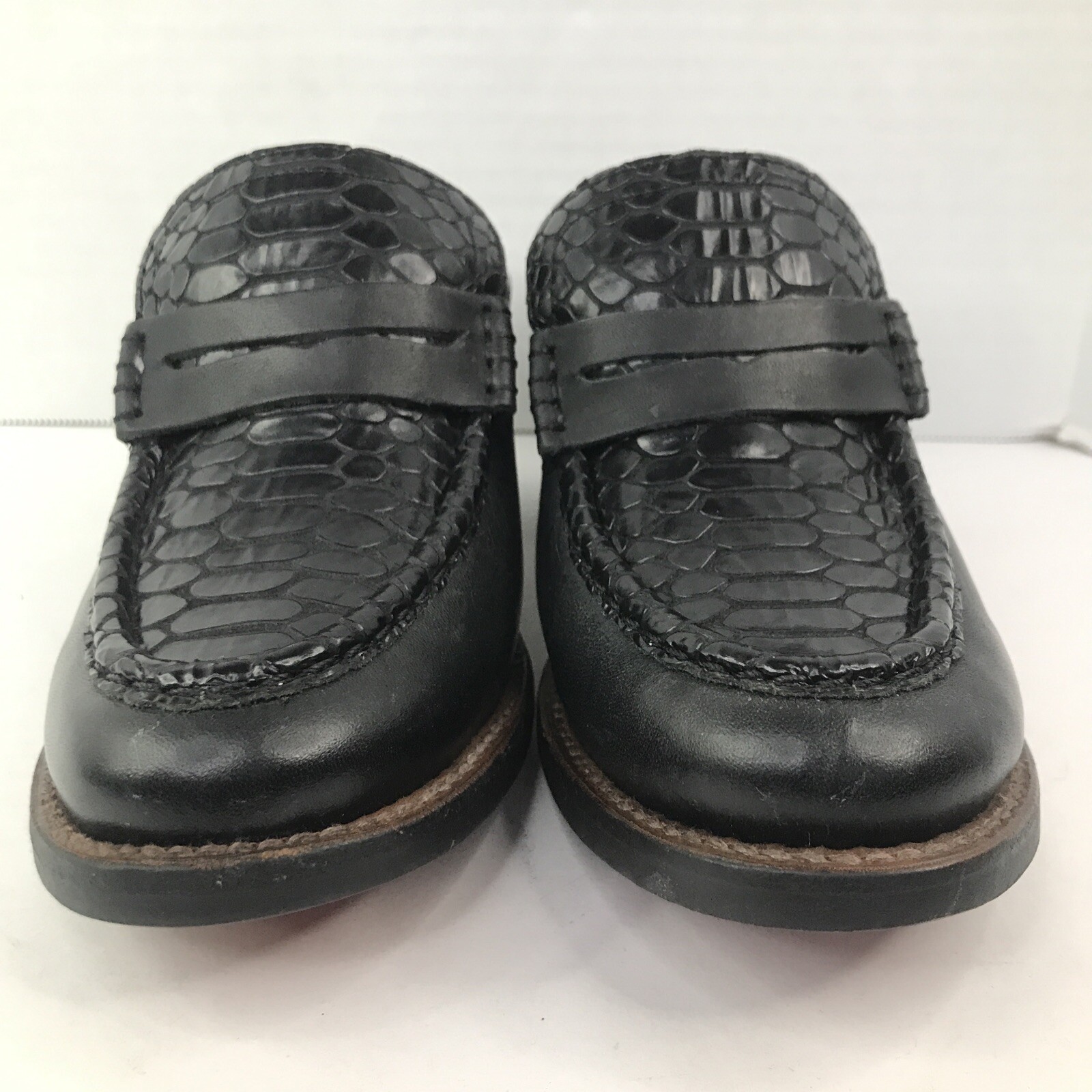 Freebird by Steven Collins Mules Clogs Heels Black Croc Reptile Size 6