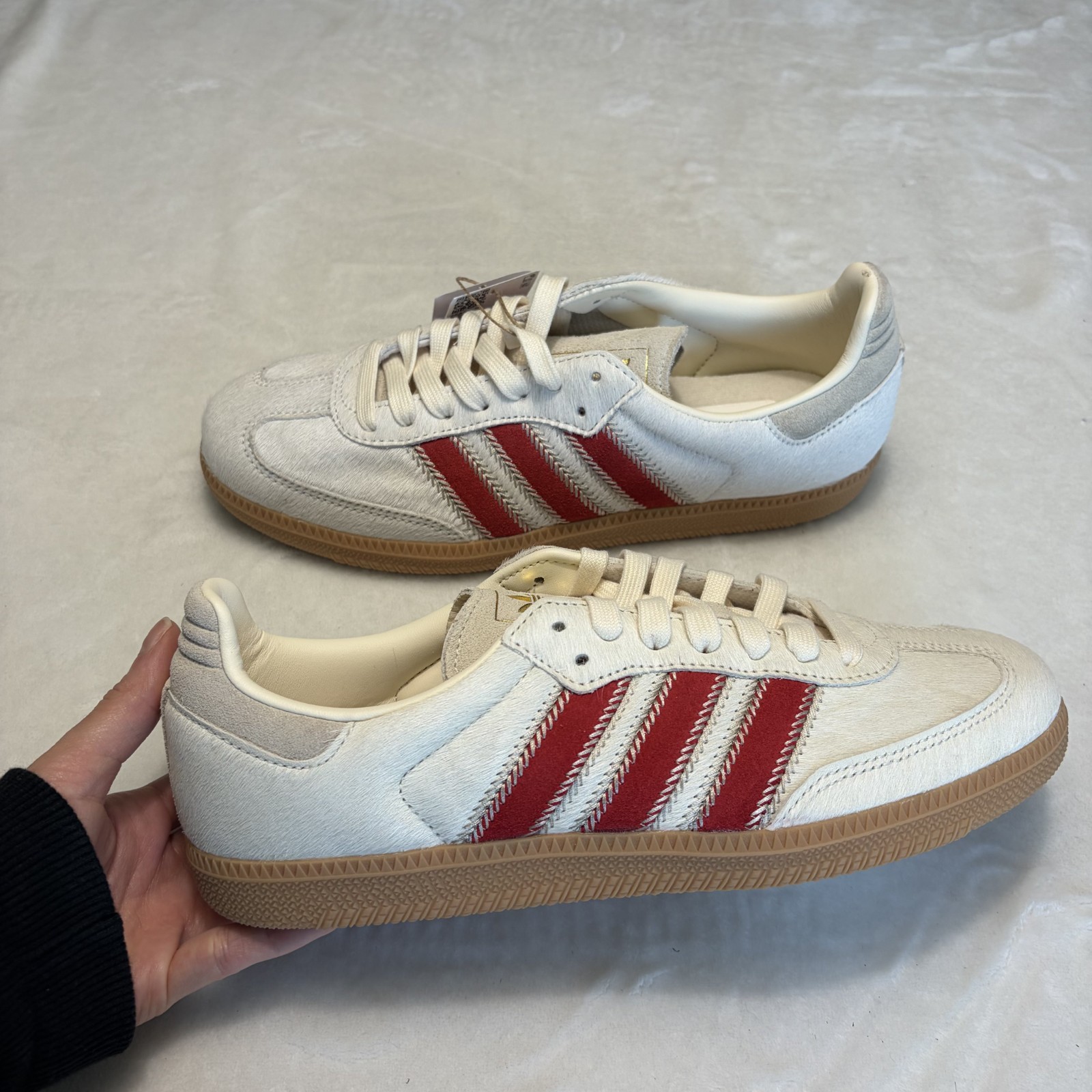 Adidas Samba OG Pony hair Beige/Cream White/Better Scarlet JS3935 – Womens 8.5