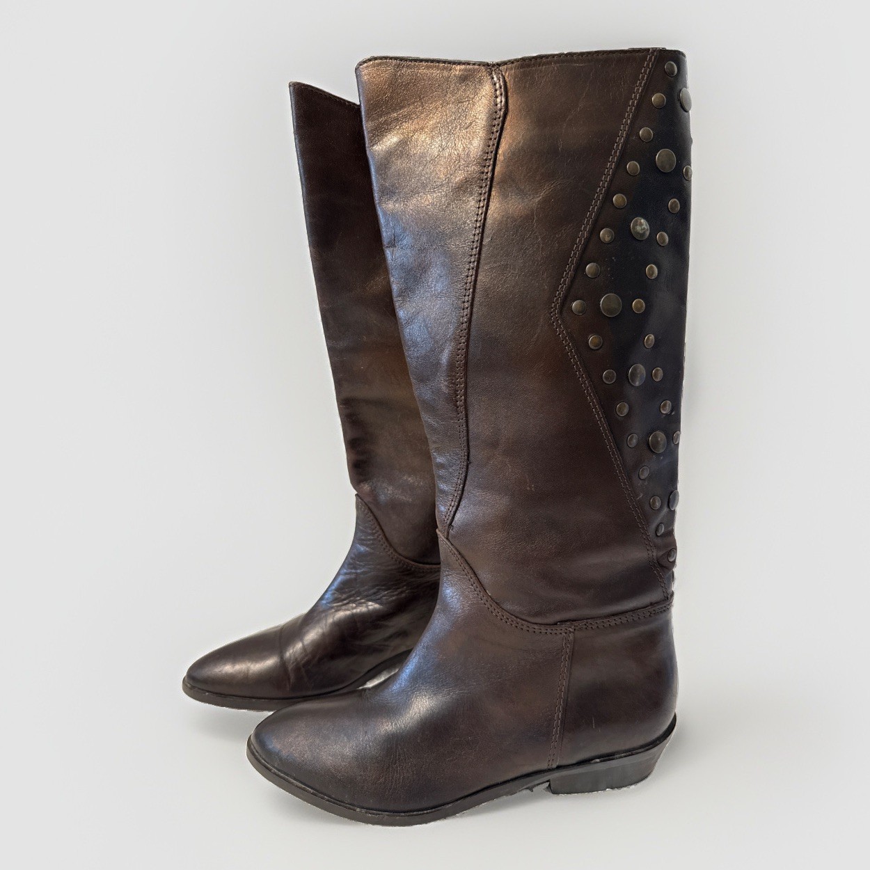 Via Spiga Womens Tall Brown Embossed Brown Boots Sz 5.5M Made In Italy