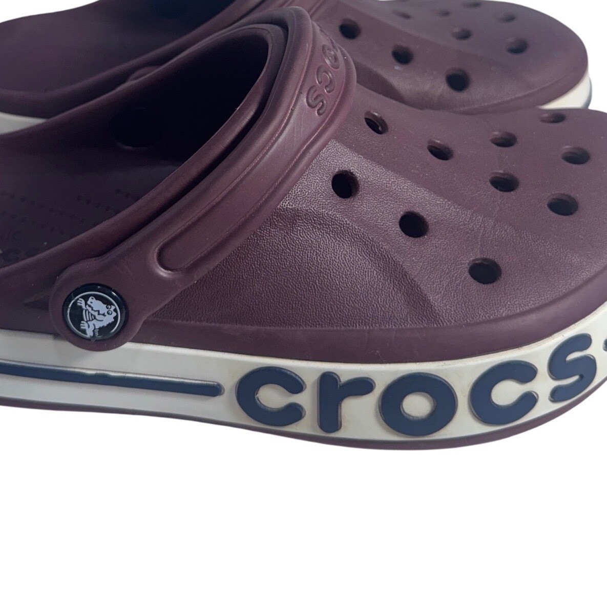 Crocs Bayaband Clogs Womens 7 Mens 5 Burgundy Maroon Sporty Slip On Shoes 205089