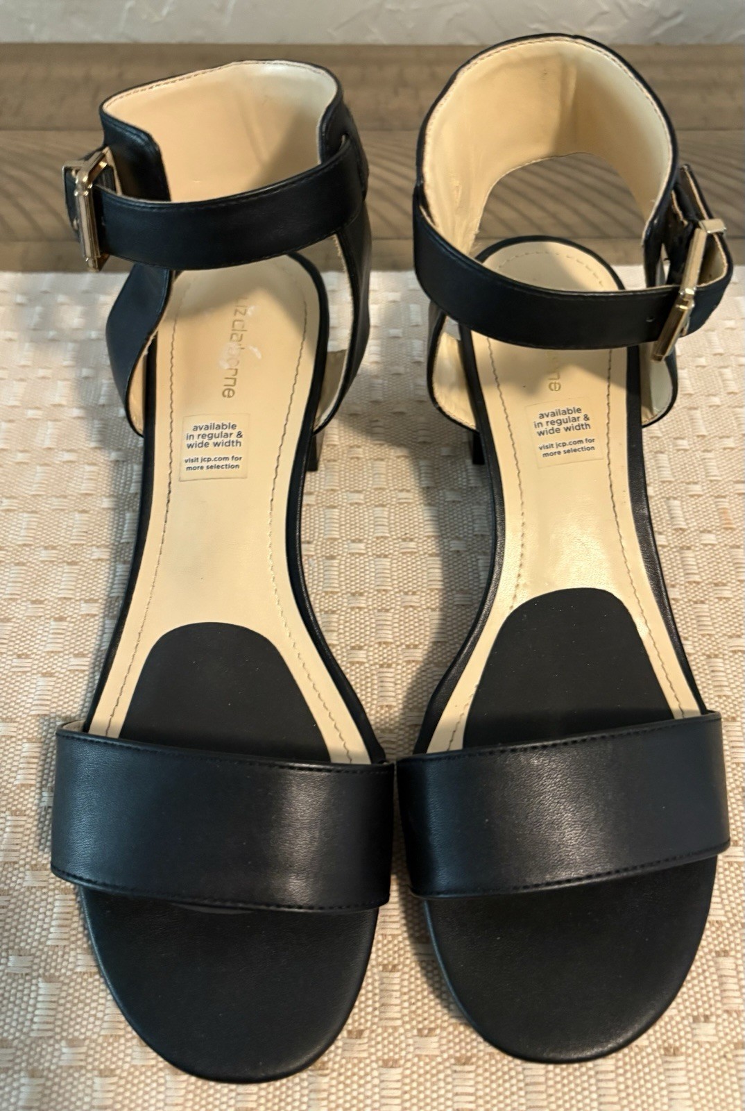 Liz Claiborne Eclipse Black Open Toe Ankle Strap Pump Size 9.5W – O25-2110