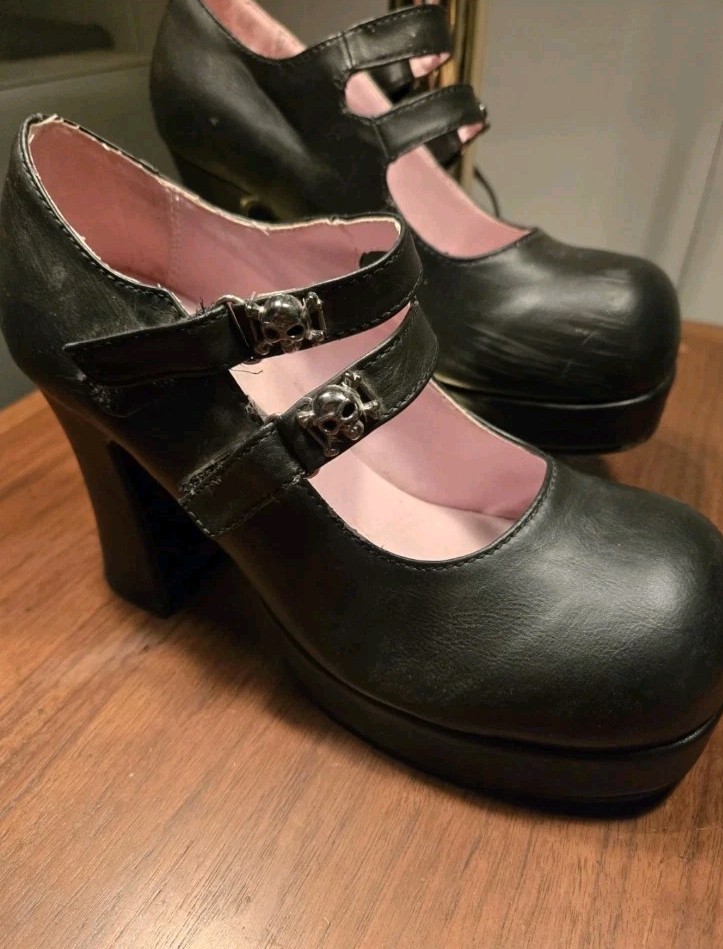 Demonia Gothica Chunky Platform Lolita Skulls Mary Jane Goth Shoes 9