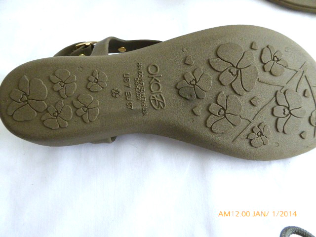 OKA-B OLIVE GREEN GOLD EMBELLISHED STRAPPY SANDALS US 7 EUR 37