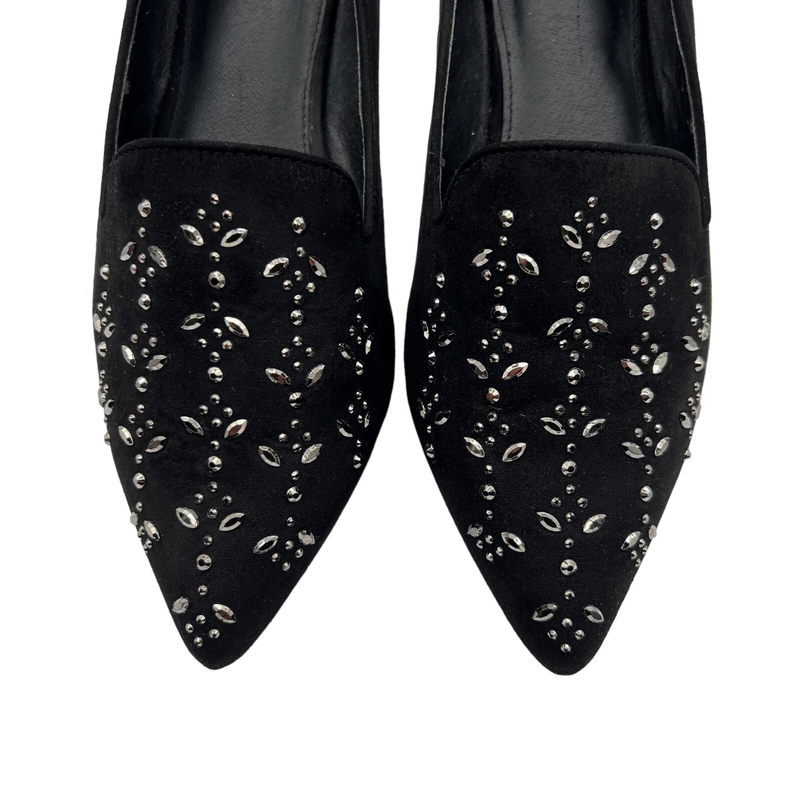 Cato Womens 9 Black Suede Studded Pointed Toe Shoes Career Wear Business Casual