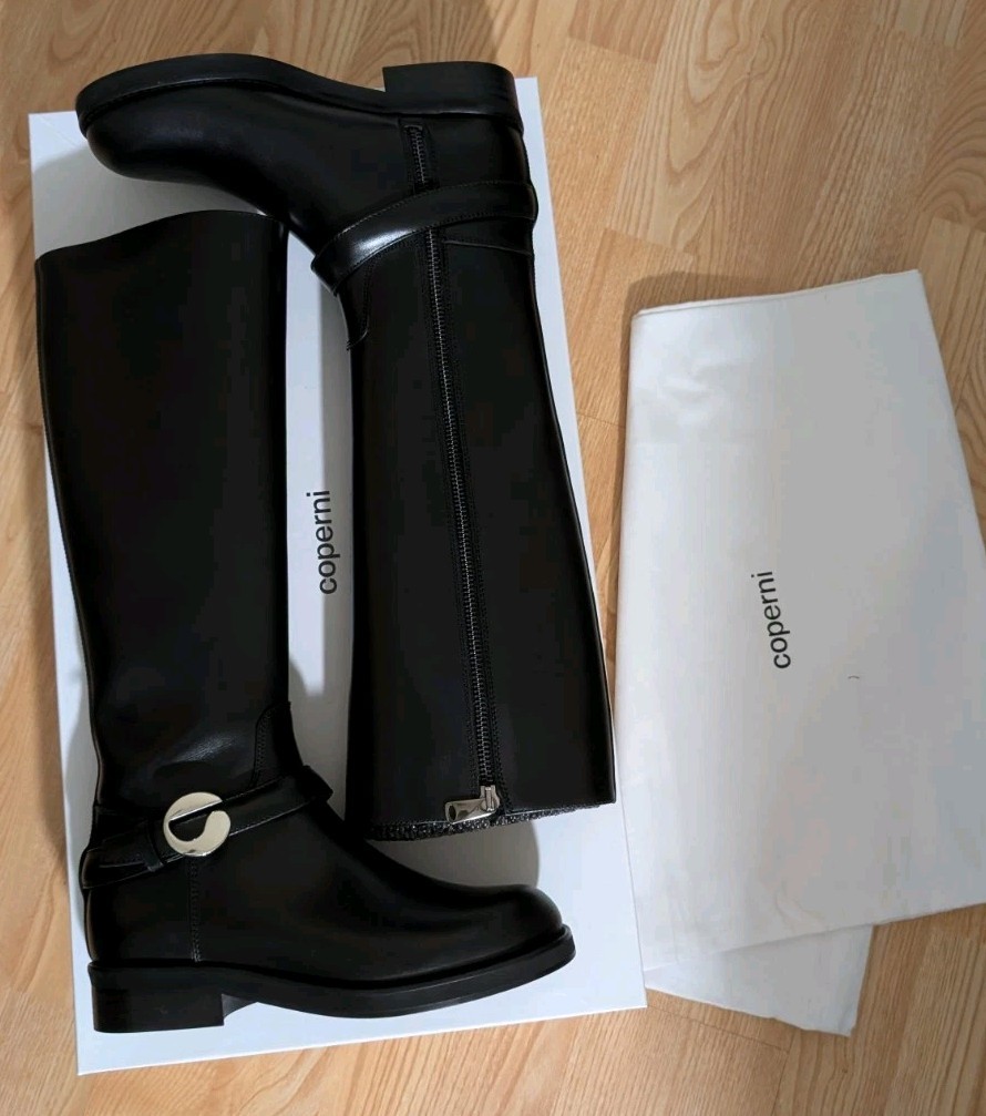 Coperni Belt Cavalier Black Leather Knee High Boots Size US 6 / IT 36 BRAND NEW