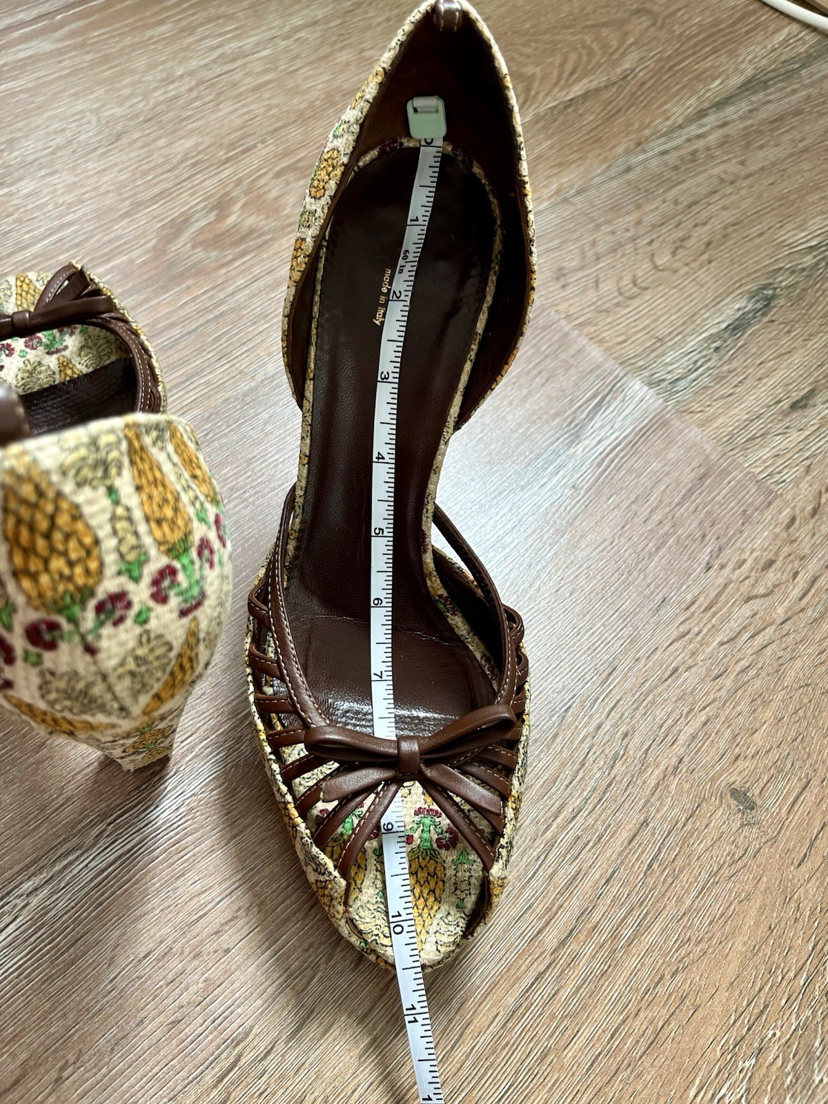 Gucci Pineapple Print tapestry shoes sandals platform heels