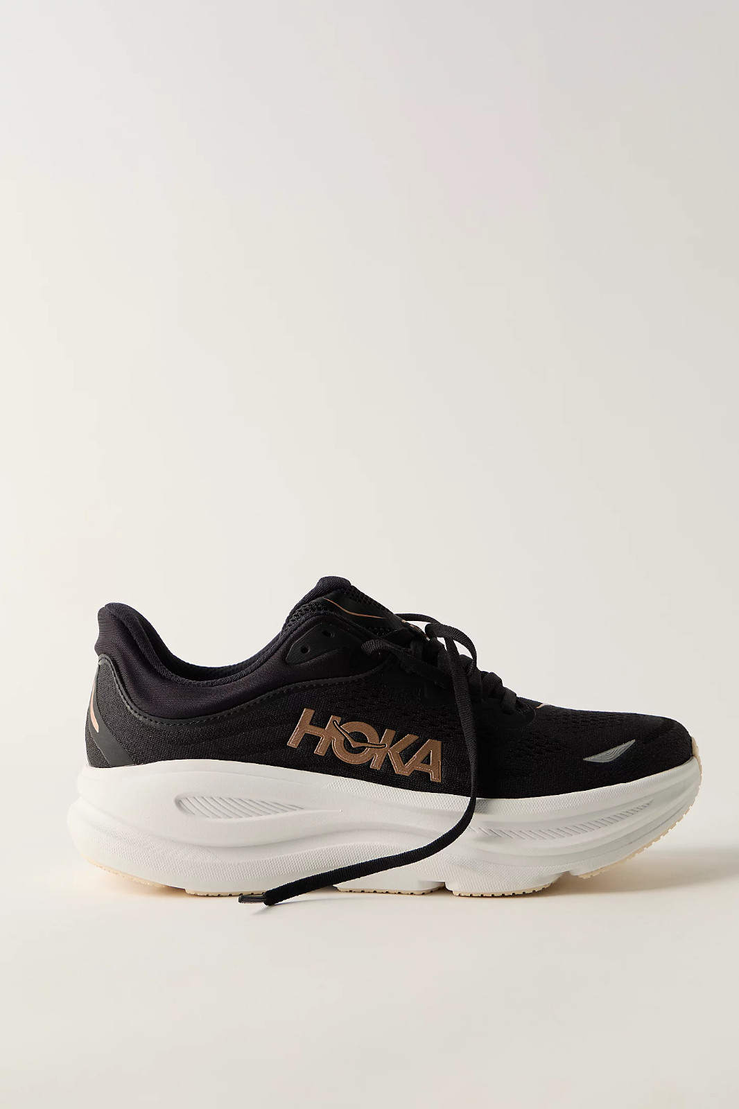 HOKA Bondi 9 Road-Running Shoes – Women’s, Color Black-Rose Gold, Brand New