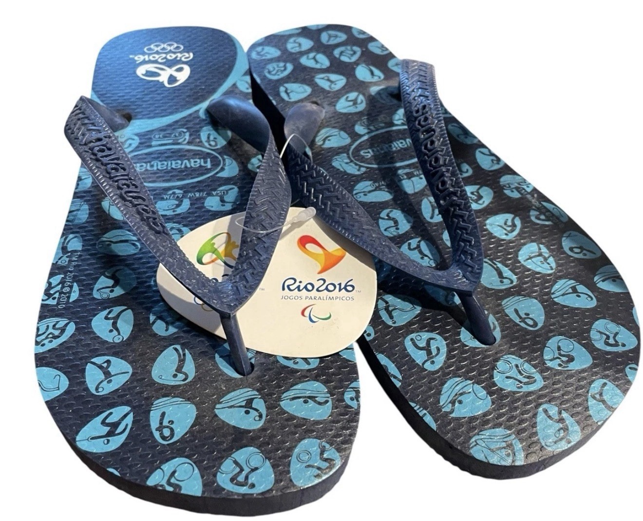 Havaianas NWT Women’s Flip Flops Blue Rio Olympics 2016 Sports Beach Summer 7/8