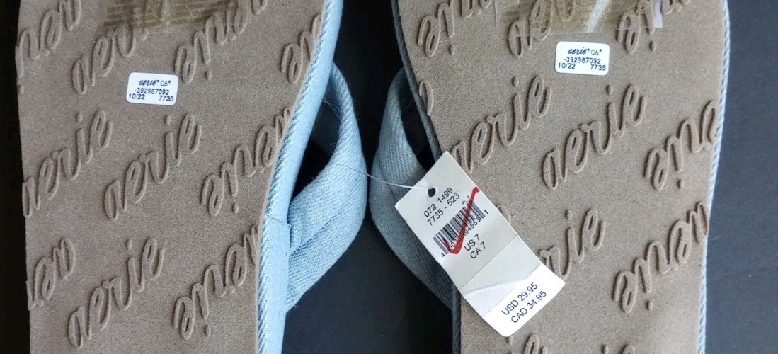 NWT Aerie Square Toe Flip Flop Denim Size 7