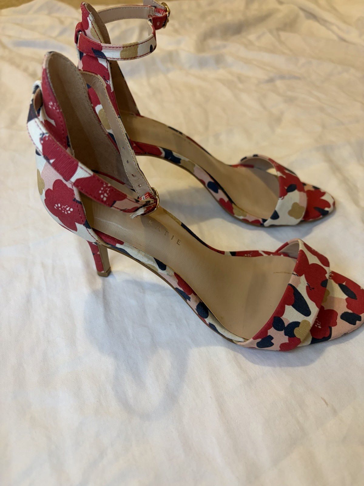 Kelly & Katie Women’s US 8 Multicolor floral Leather Strappy Ankle Strap Heels