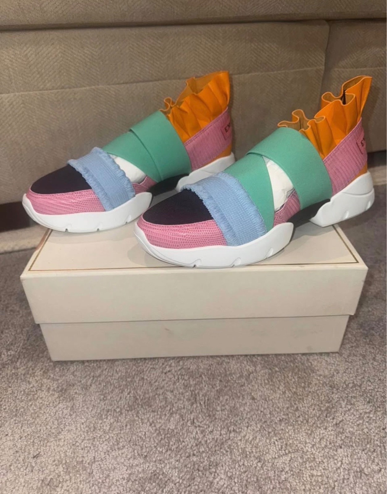 Emilio Pucci – Colorful Ruffle Chunky Platform Sneakers – Size 10
