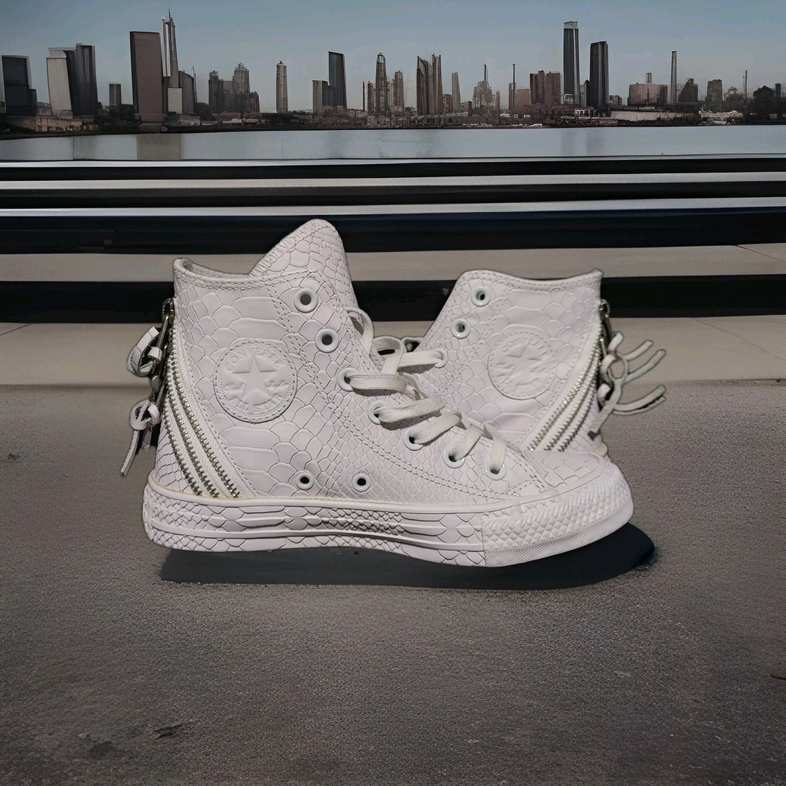 Rare Converse Chuck Taylor CT TRI ZIP HI Damen Sneaker Schuhe 547205C weiß 5.5