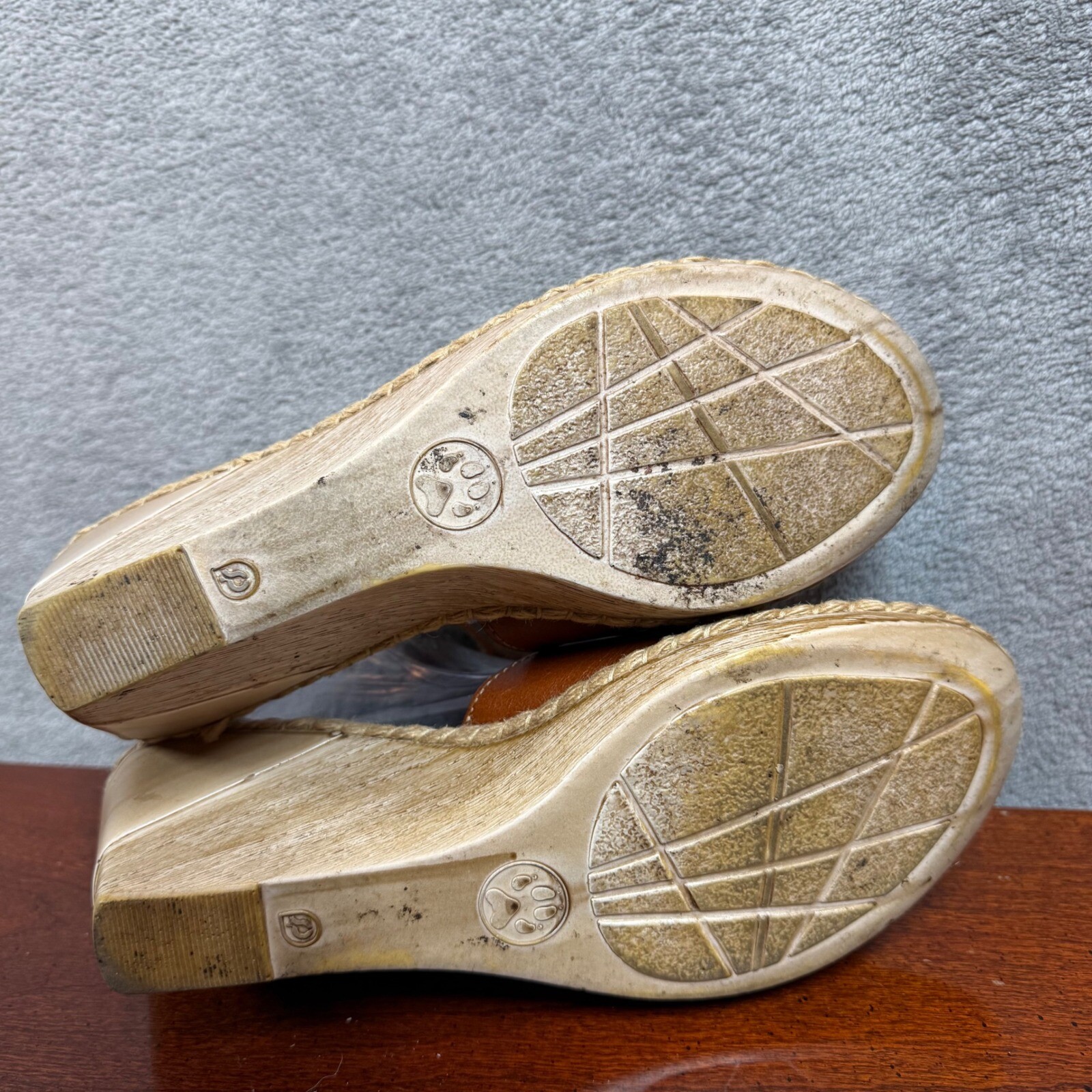 Boho Leather Espadrille Wedge Sandals Womens 9.5 Ankle Strap Comfort