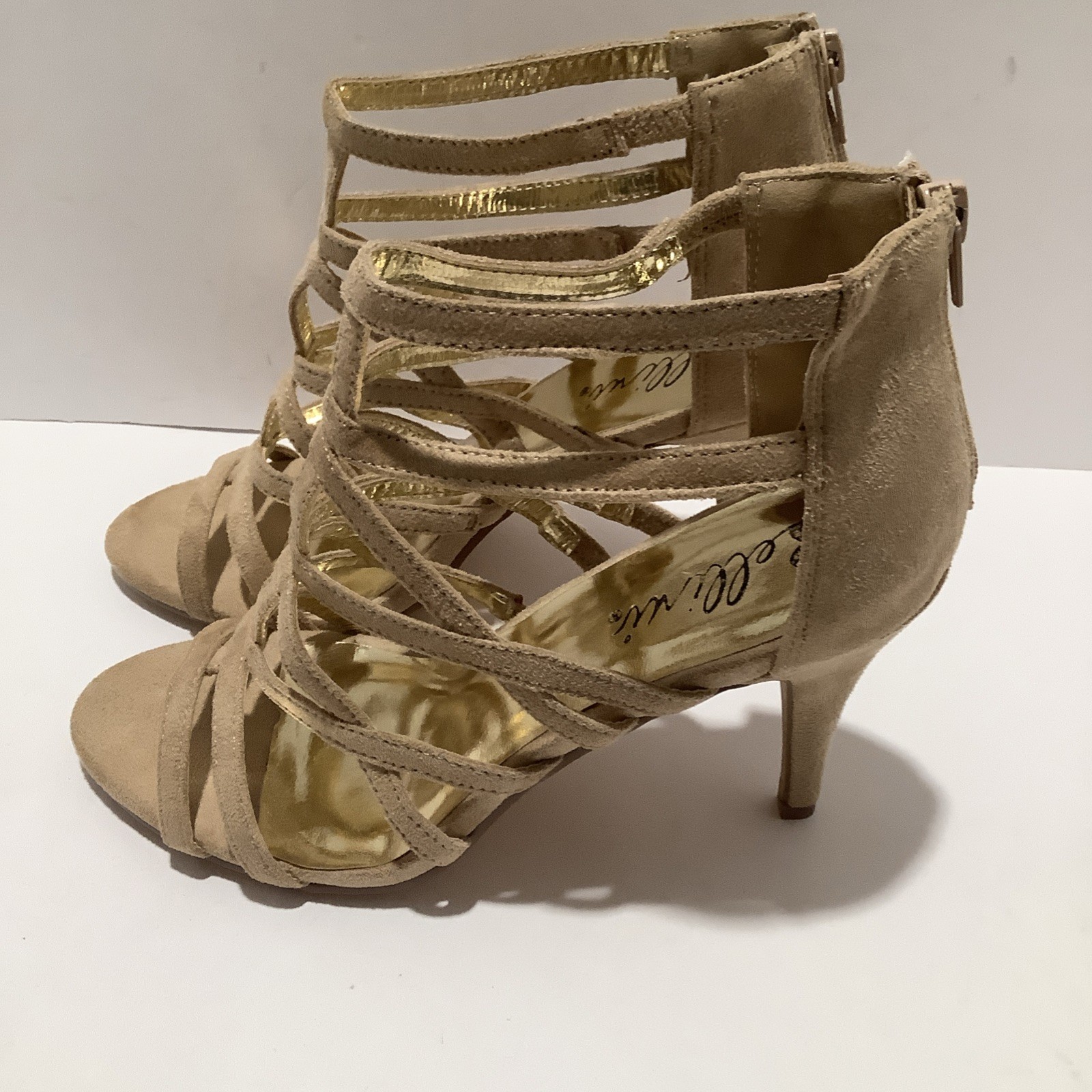 Bellini ‘Missy’ Nude Textile Strappy High-Heel Dress Sandal Womens Size 10M, New