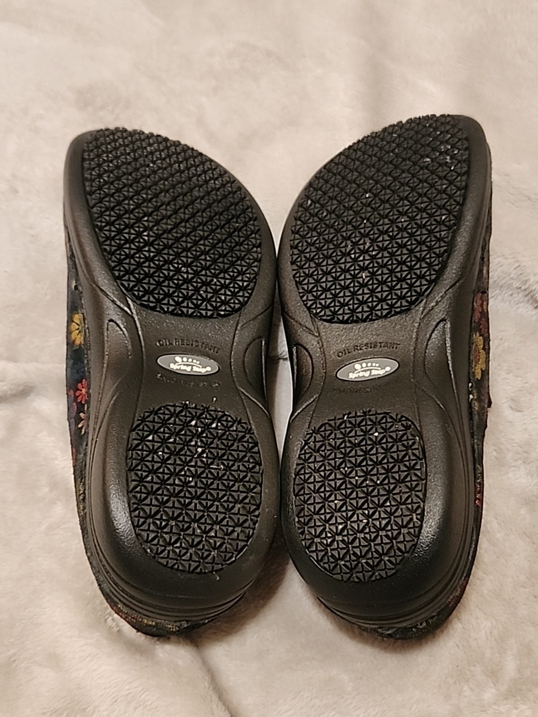 Spring Step Manila Flower Power Black Floral Leather Clogs Size 8.5M Woman’s VGC