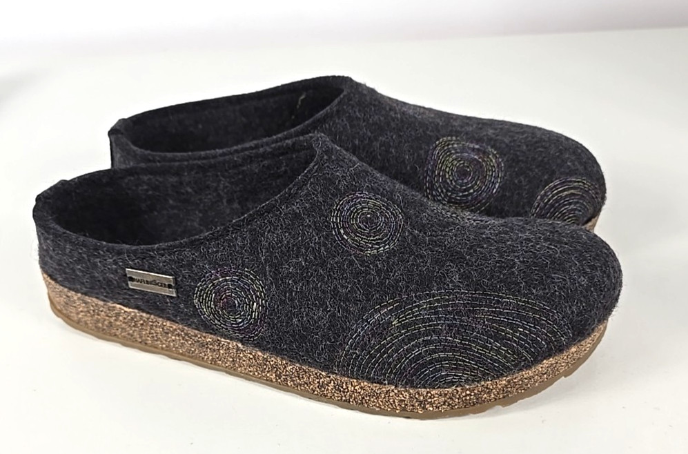 Haflinger Womens SPIRIT Charcoal Gray Wool Clogs Slippers Sz 42 /US 11