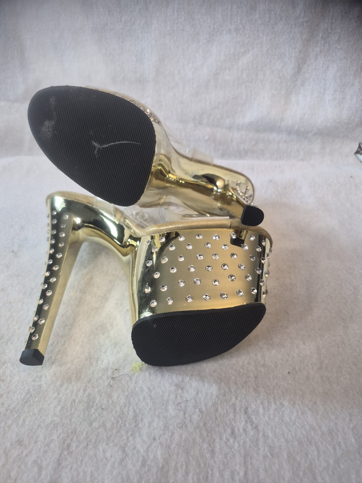 PLEASER STARDUST-708 Women’s 7″ Heel R/S Studded Chrome Platform Ankle Shoes 5.5