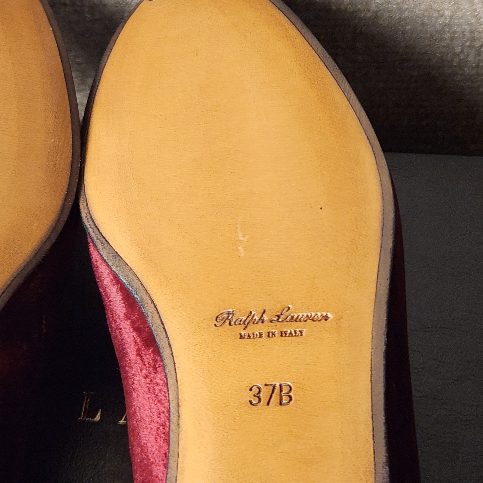 NEW Ralph Lauren Alonzo Velvet Loafers Crimson, Monogram Flats Purple S7.5