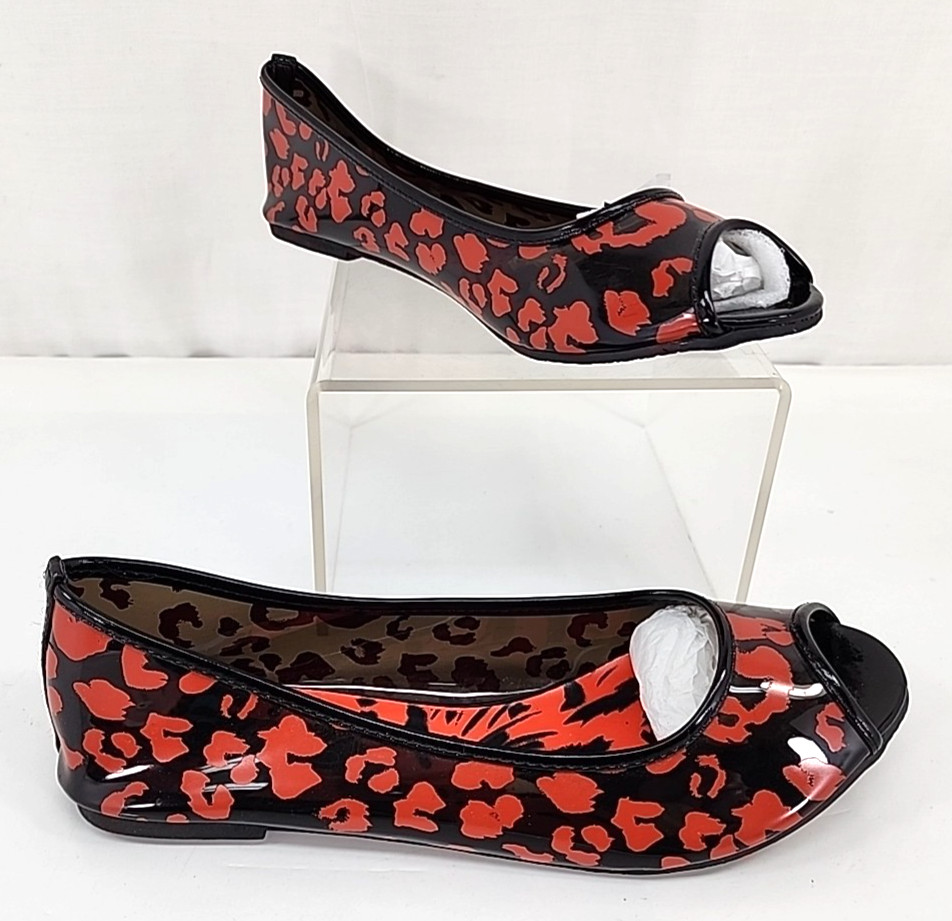 Iron Fist Raw Power Peep Toe Flats Size 7 Red Black Leopard New