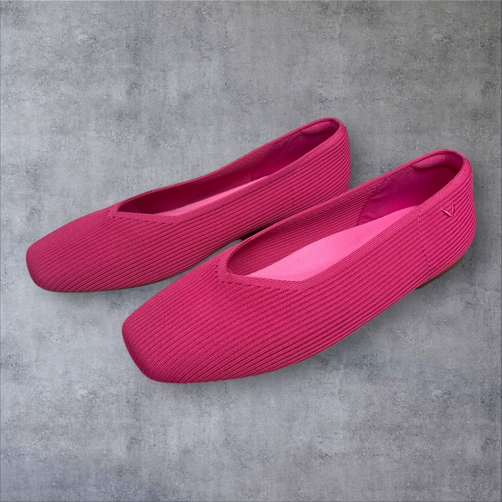 Vivaia Pink Square Toe V Cut Margot 2.0 Knit Ballet Flats Womens 43 Us 11.5-12