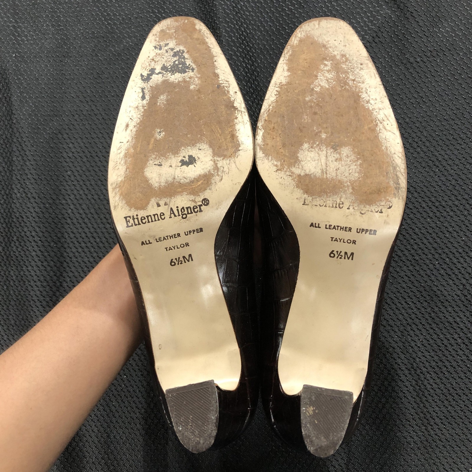 Etienne Aigner Taylor Shoes Womens Size 6.5 Brown Croc Embossed Leather Pumps