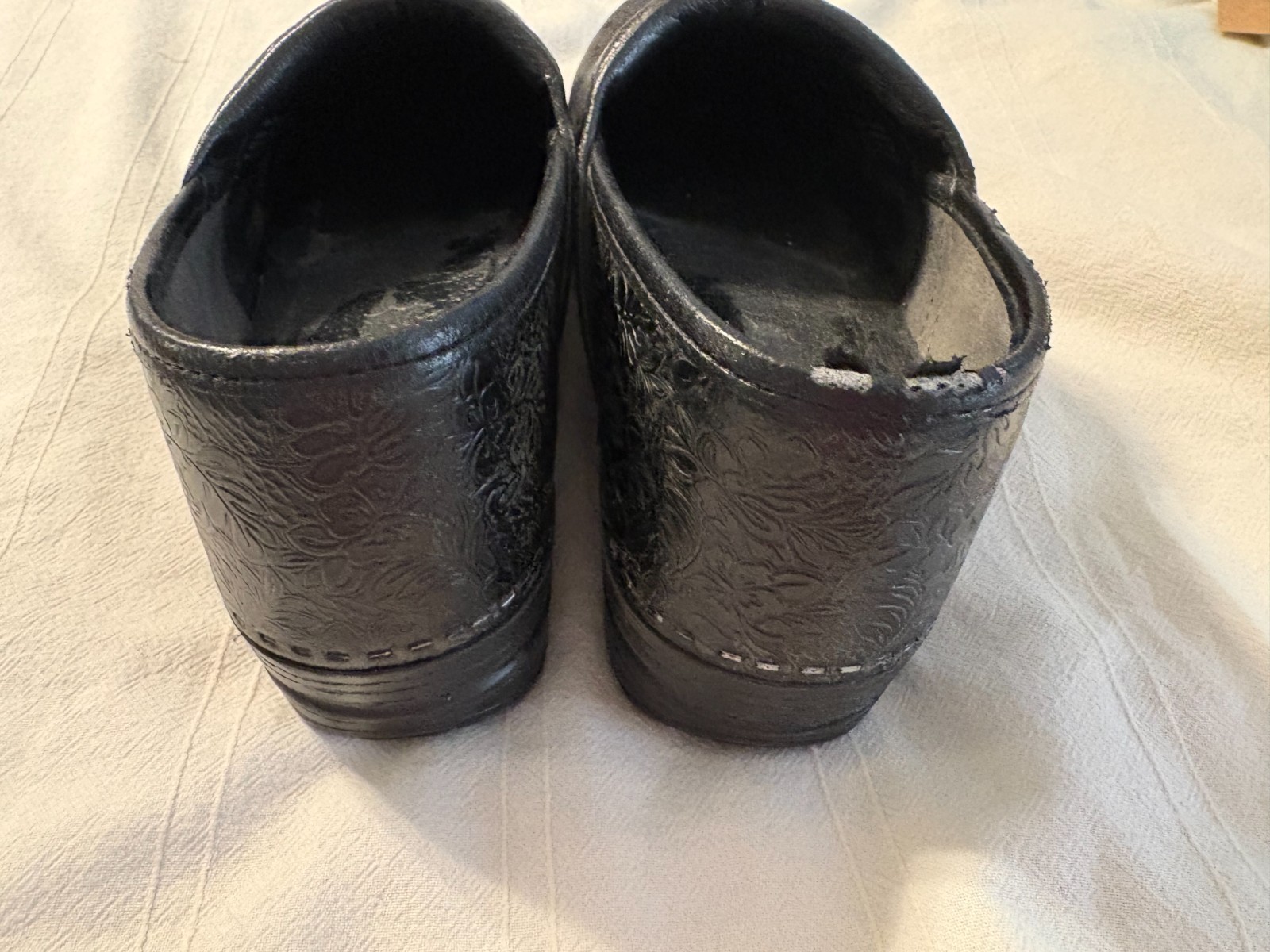 Dansko Black Tooled Leather Clogs Pro XP Size 38