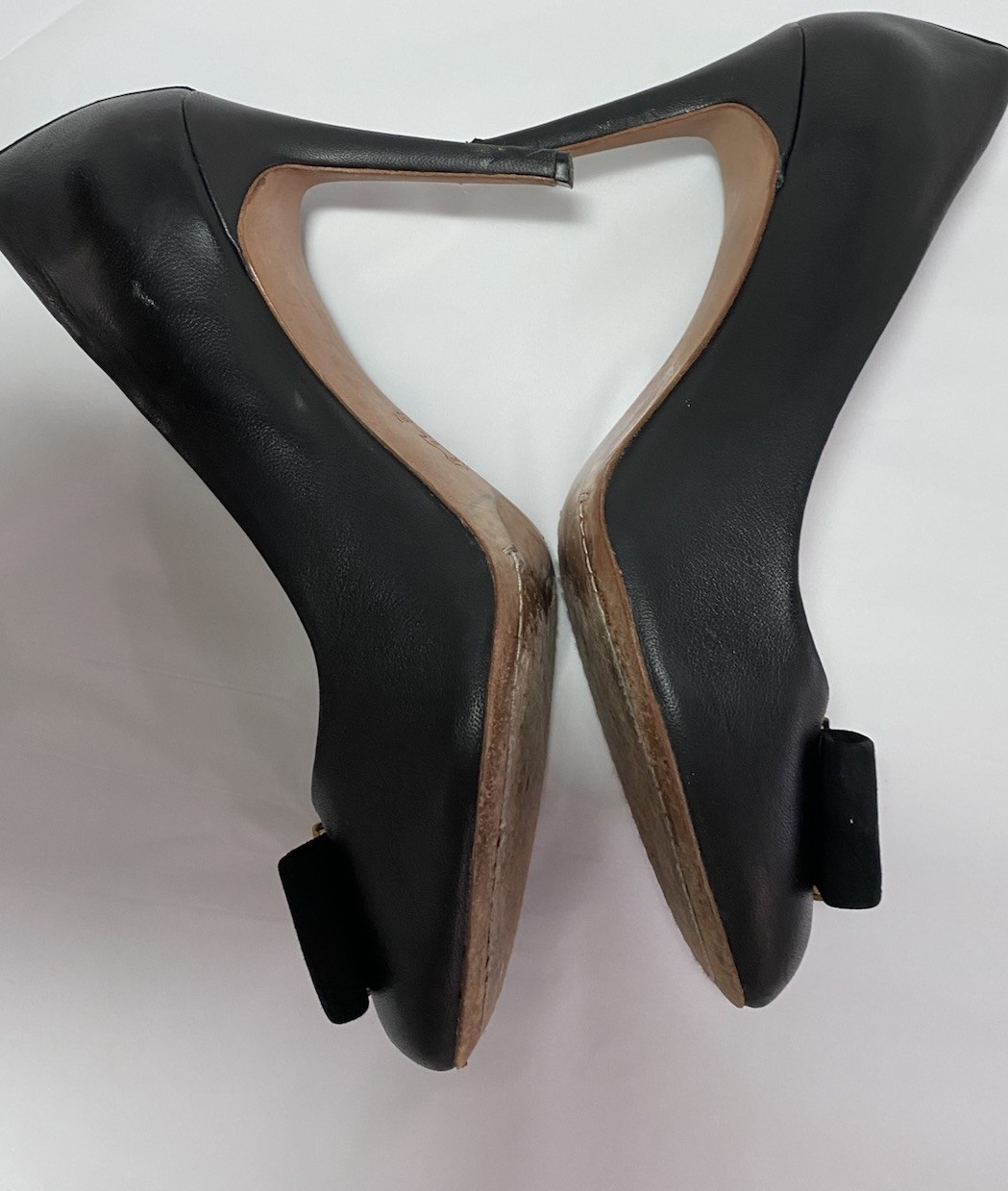 Tory Burch Black Chase100 Pump Napa Leather Heels Sz 10.5 M Kid suede bow