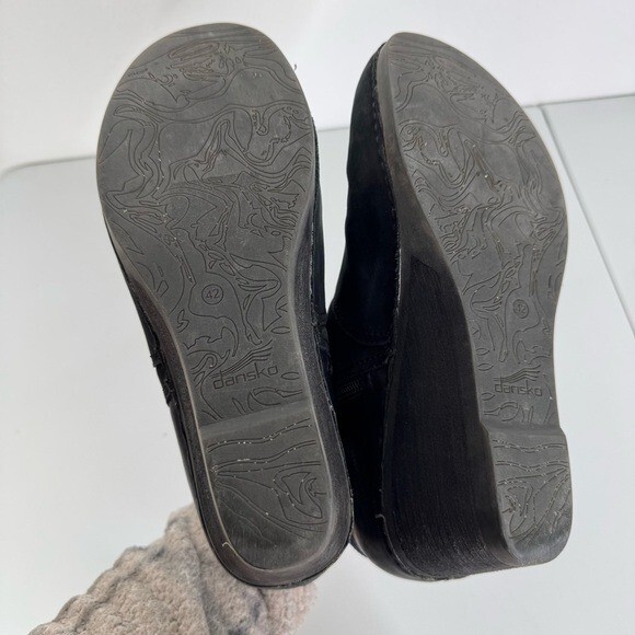 Dansko Black Leather Wedge Heel Ankle Booties Size 42